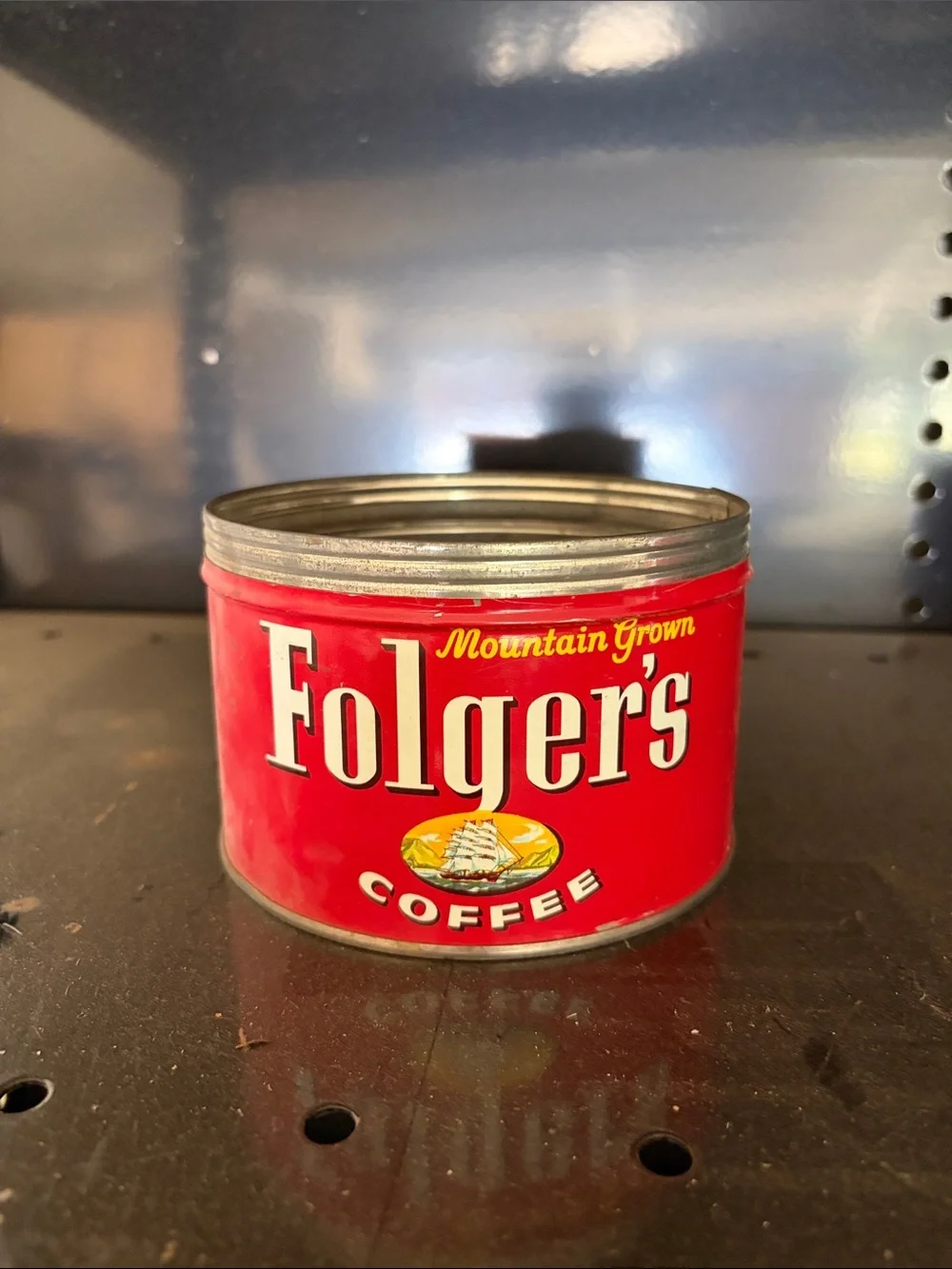 Red Coffee Tin Can - Vintage-Inspired Storage